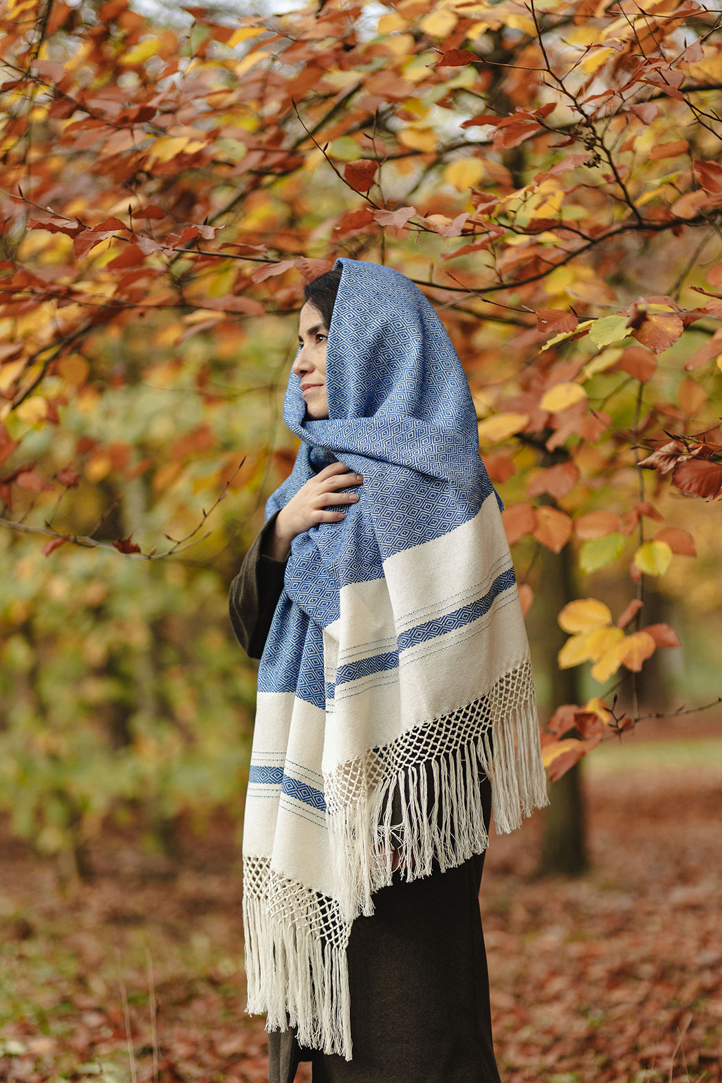 Rebozo "Baloj" en coton avec franges