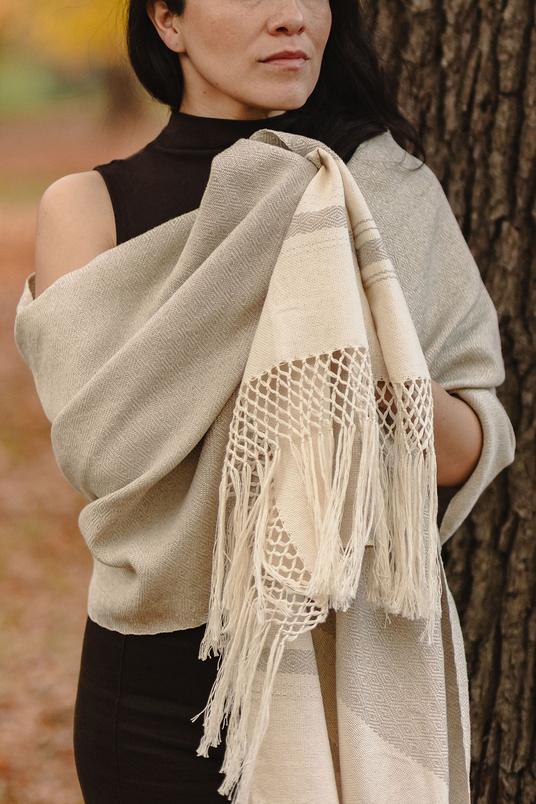 Rebozo "Baloj" en coton avec franges