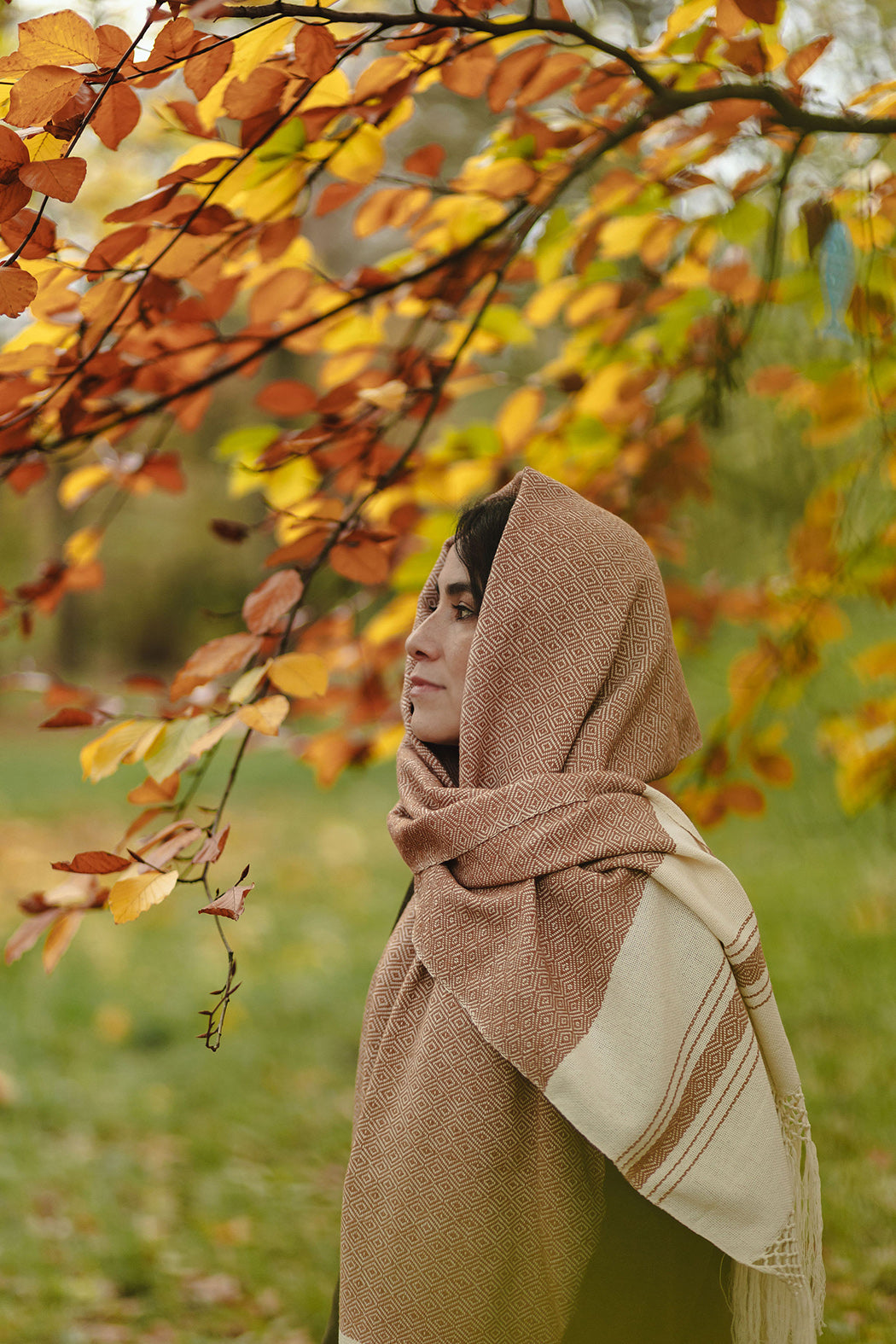 Rebozo "Baloj" en coton avec franges