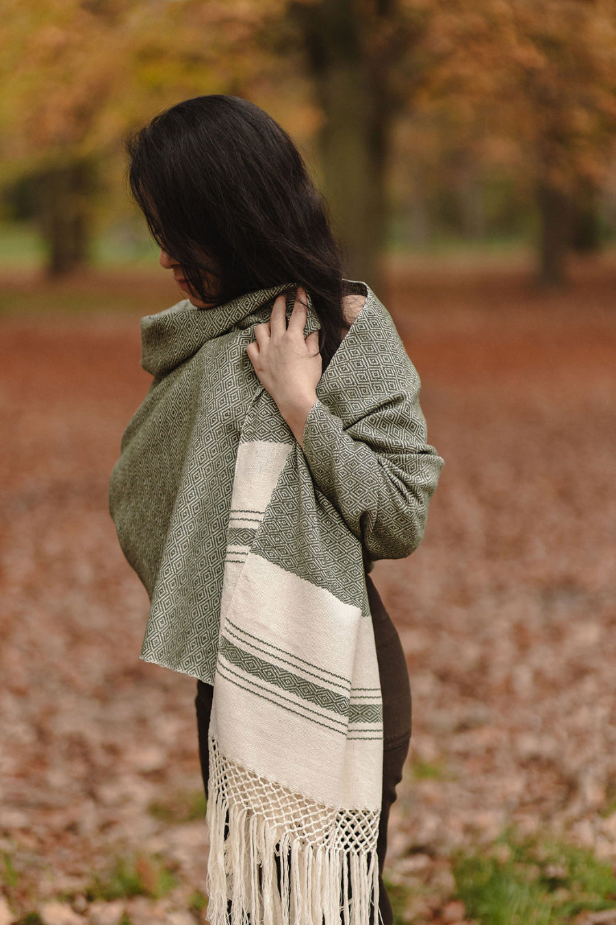 Rebozo "Baloj" en coton avec franges