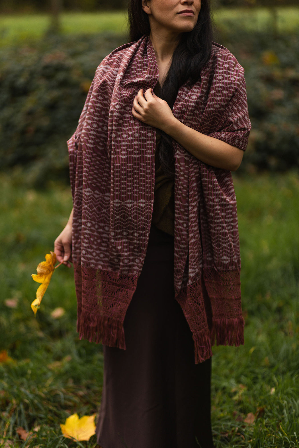 Rebozo d'exception "Cuna" avec franges aux mille noeuds