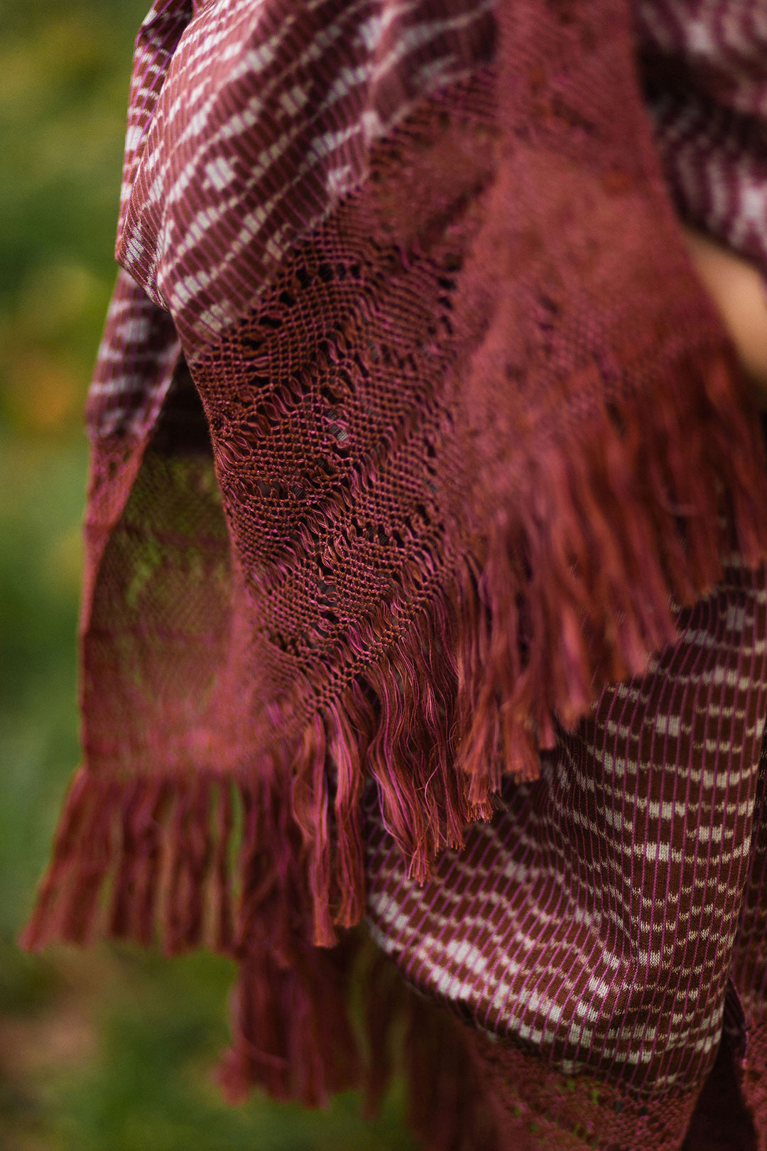 Rebozo d'exception "Cuna" avec franges aux mille noeuds