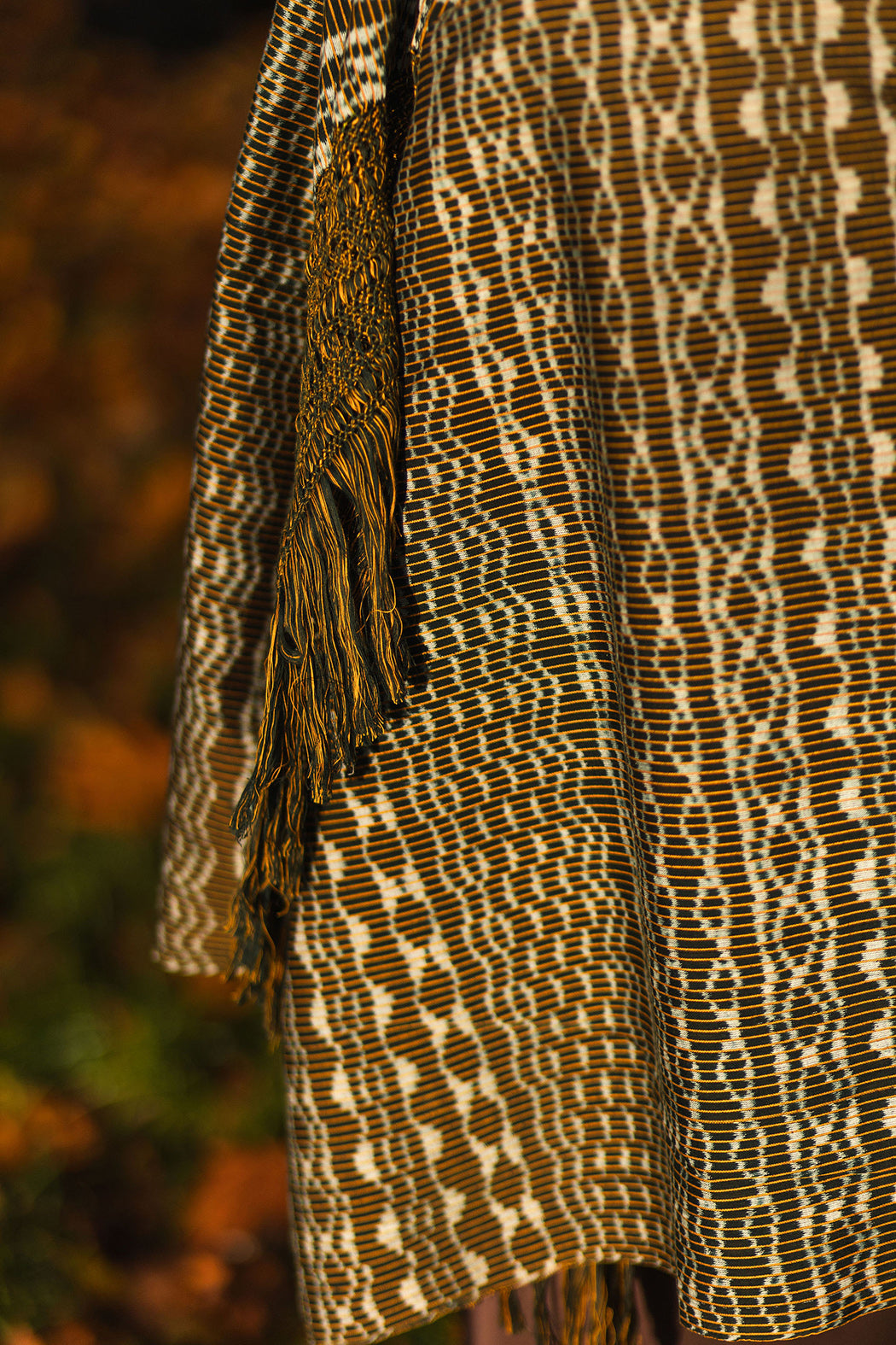 Rebozo d'exception "Cuna" avec franges aux mille noeuds