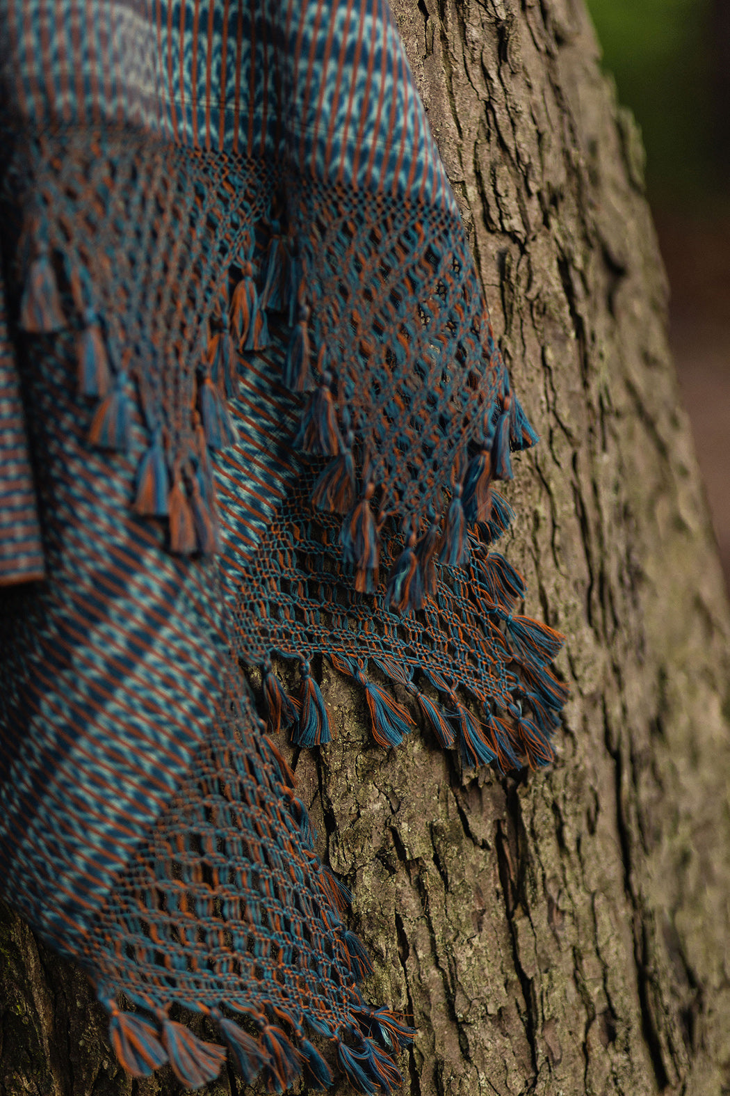 Rebozo d'exception "Cuna" avec franges à pompons