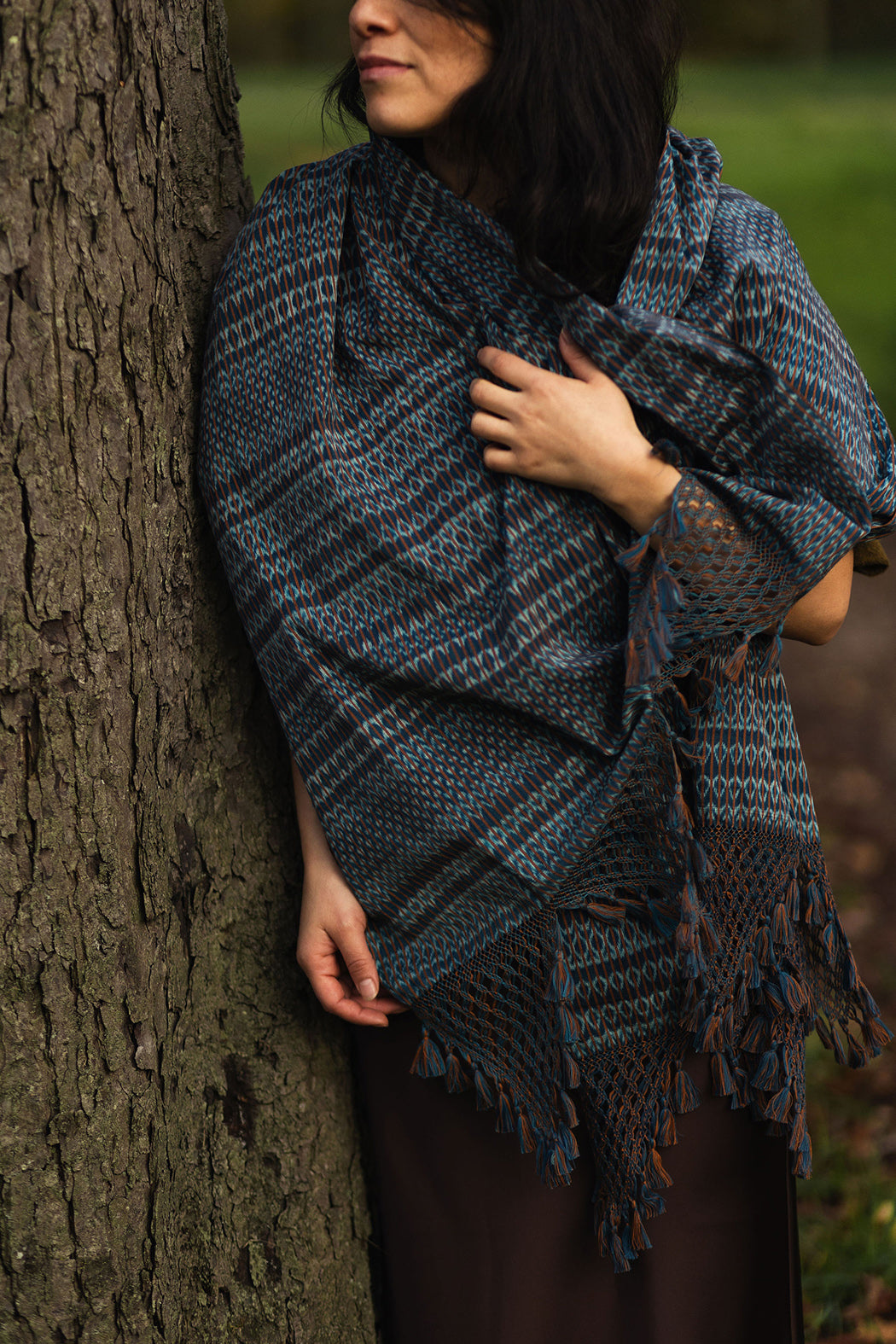 Rebozo d'exception "Cuna" avec franges à pompons