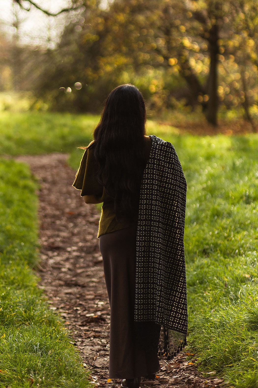 Rebozo d'exception "Cuna" avec franges à pompons